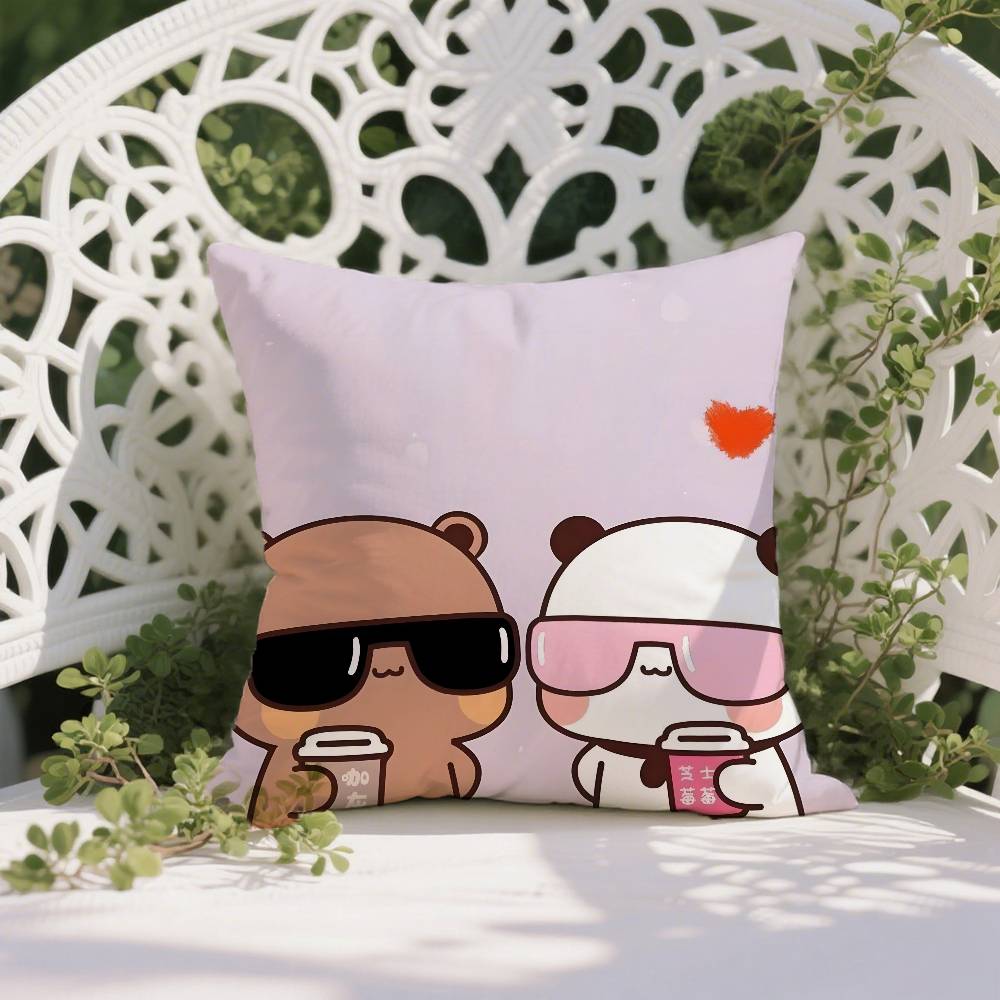 Cartoon Rolle Bubu & Dudu Paar Kissenbezug Milbenschutz Kissenbezug Verdeckter Reißverschluss Seidig Kurzer Plüsch Sofakissenbezug