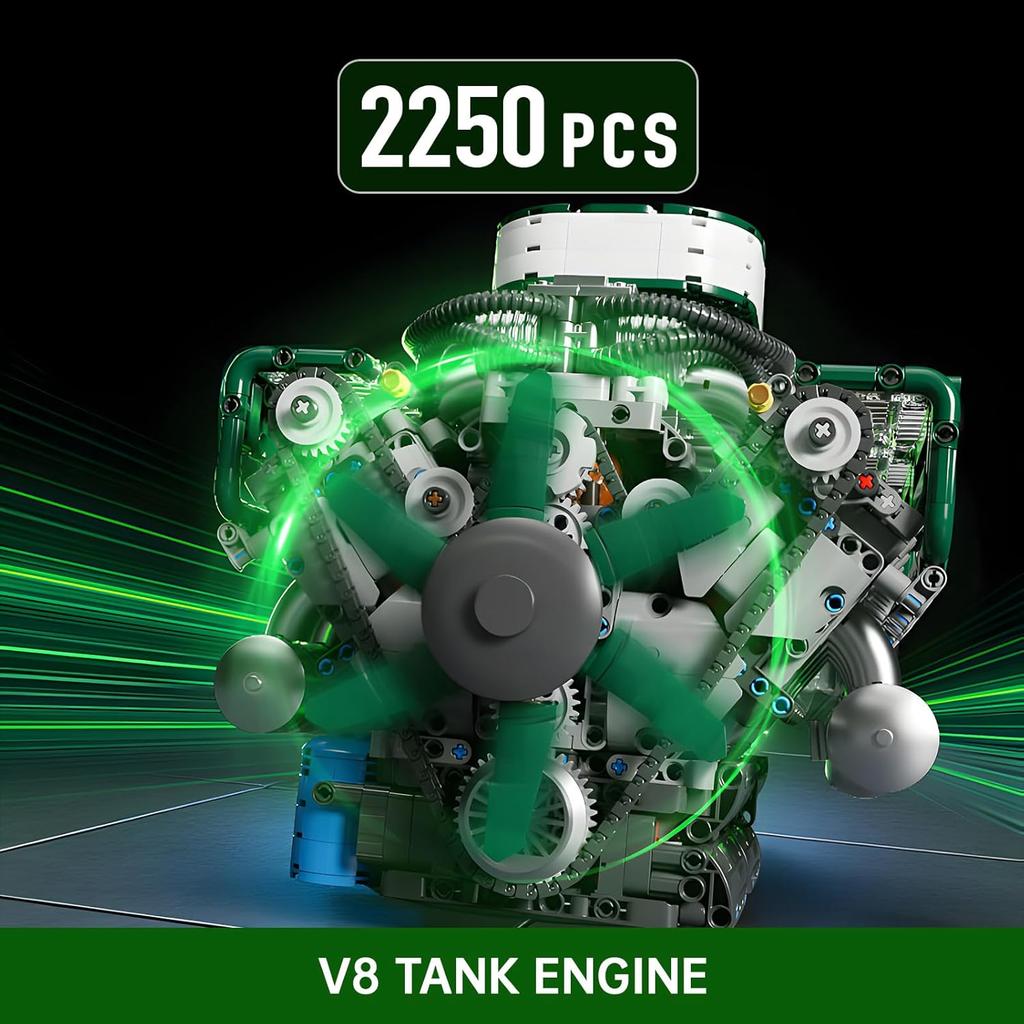 MOULD KING 10182 Technische Auto Spielzeuge Der Motorisierte V8 Panzermotor Baustein Bausatz Panzermotor Stein Kinder Weihnachtsgeschenk