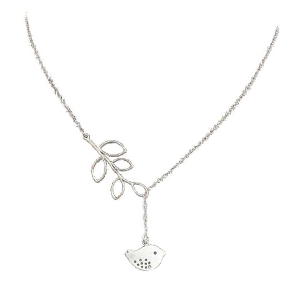 

Leaves&Bird Pendant Necklace Women Simple Choker Chain Alloy Necklace