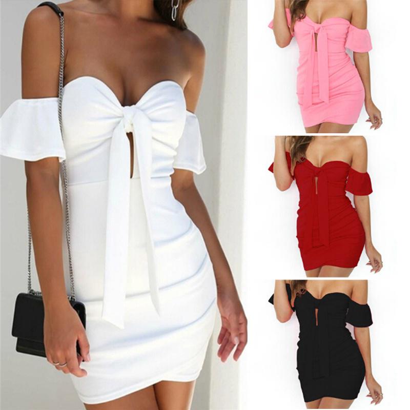 Yaz Kadınlar Kapalı Omuz Seksi Sıkı Kısa Elbise slim fit uygun fiyatlı