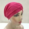 H117 Forehead Criss Cross Muslim Turban Pure Color Stretch Inner Hijabs For Caps Ready To Wear Women Head Scarf Under Bonnet