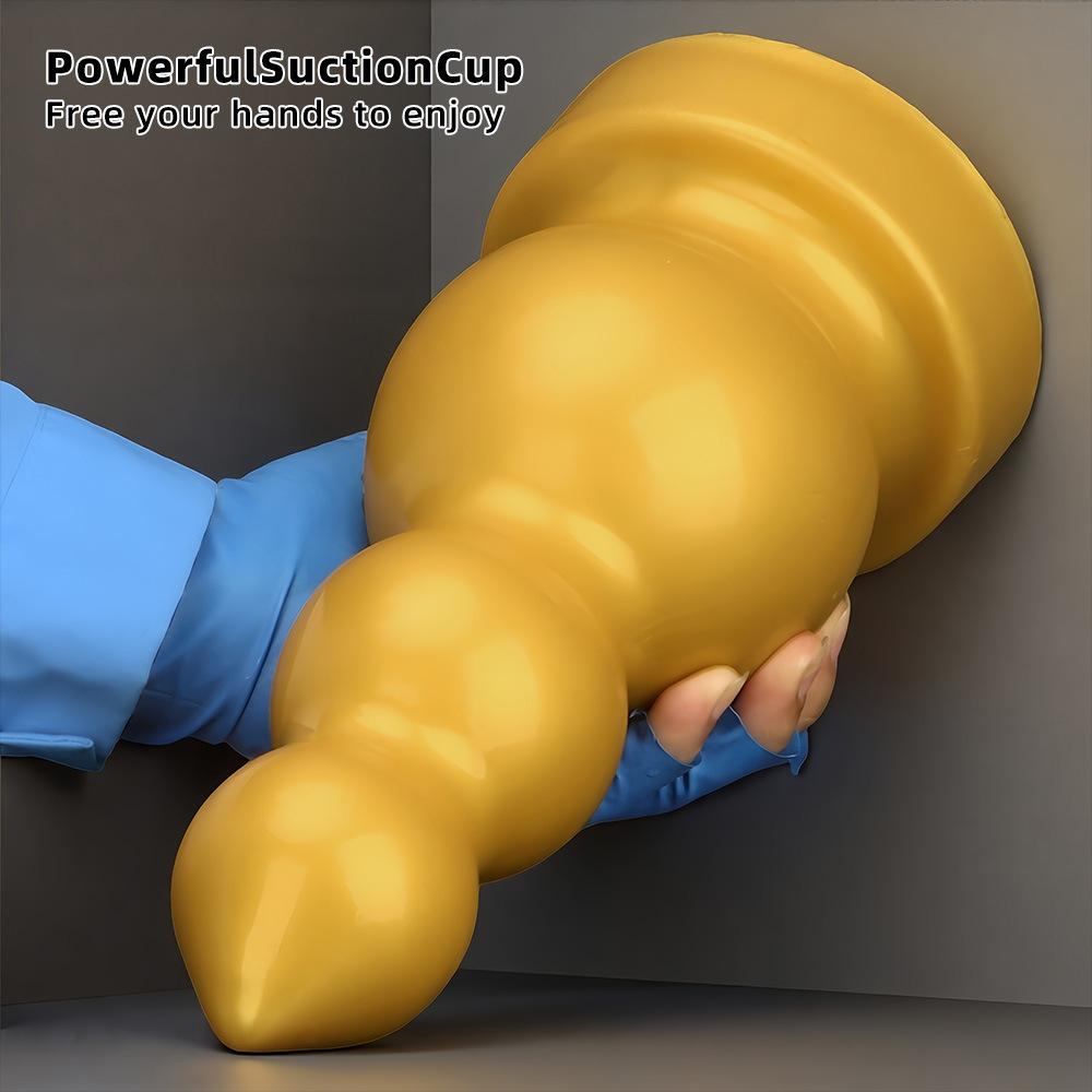 Gros Plug Anal Fileté en Silicone Doré Dildo Réaliste Jouet Sexuel pour Adultes pour Couples Fisting