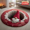 3D Illusion Santa Gnome Red Green White Carpet Non-slip Mat Rug for Christmas Tree Living Room Home Decoration 3D Effect Bedroom