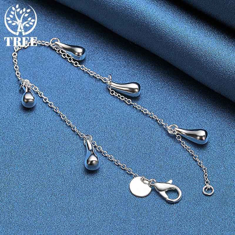 925 Sterlingsilber Fünf Wassertropfen Regentropfen Armband Schmuck