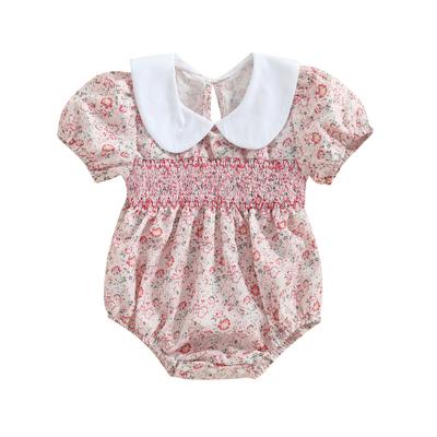 Baby Girl Summer Romper Short Sleeve Doll Collar Floral Print Bodysuit Newborn Playsuit