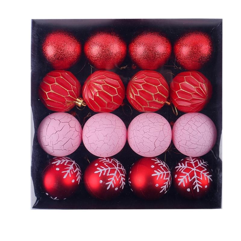 Pack Of 16 Hand Painted Christmas Ornament Set Durable Christmas Sphere Hangings Ornament For Warm Holiday