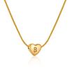 Plated Gold 18k Stainless Steel Heartshaped Alphabet Pendant Necklace For Women Fashionable And Versatile Snake Bone Lett Chain