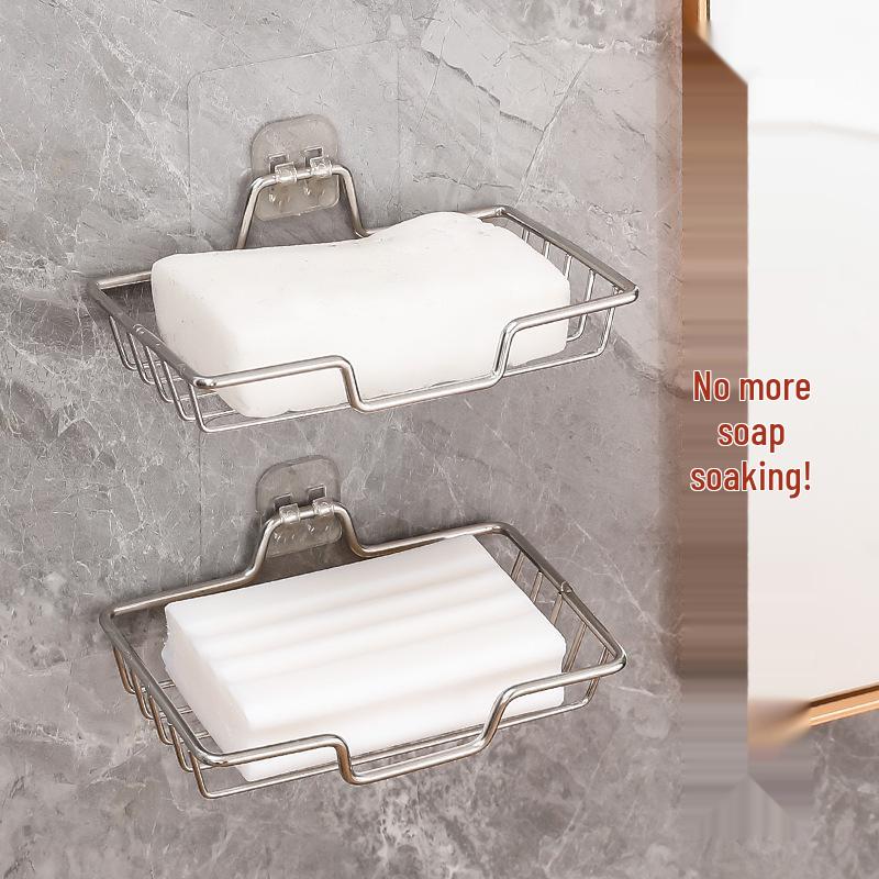 Punch-Free Stainless Steel Soap Rack - Seamless, Reinforced, Thickened Design for Bathroom or Toilet