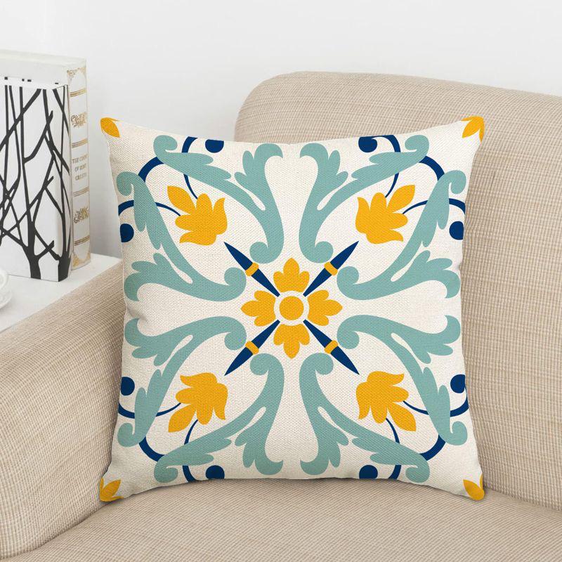 Colorful Floral Patterned Cushions for Sofa Decor Square polyester pillowcase, modern sofa decorative cushion cover