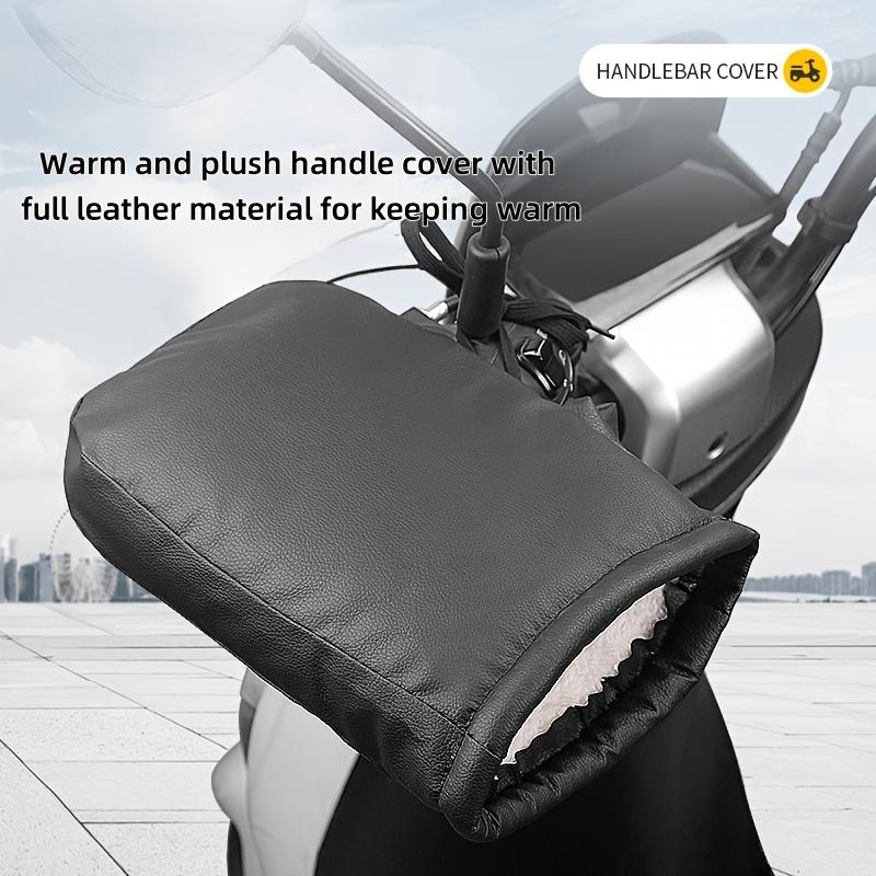 Motorcycle Handlebars Heavy-Duty PU Leather Thick Warm Grip with Buckle Strap Closure