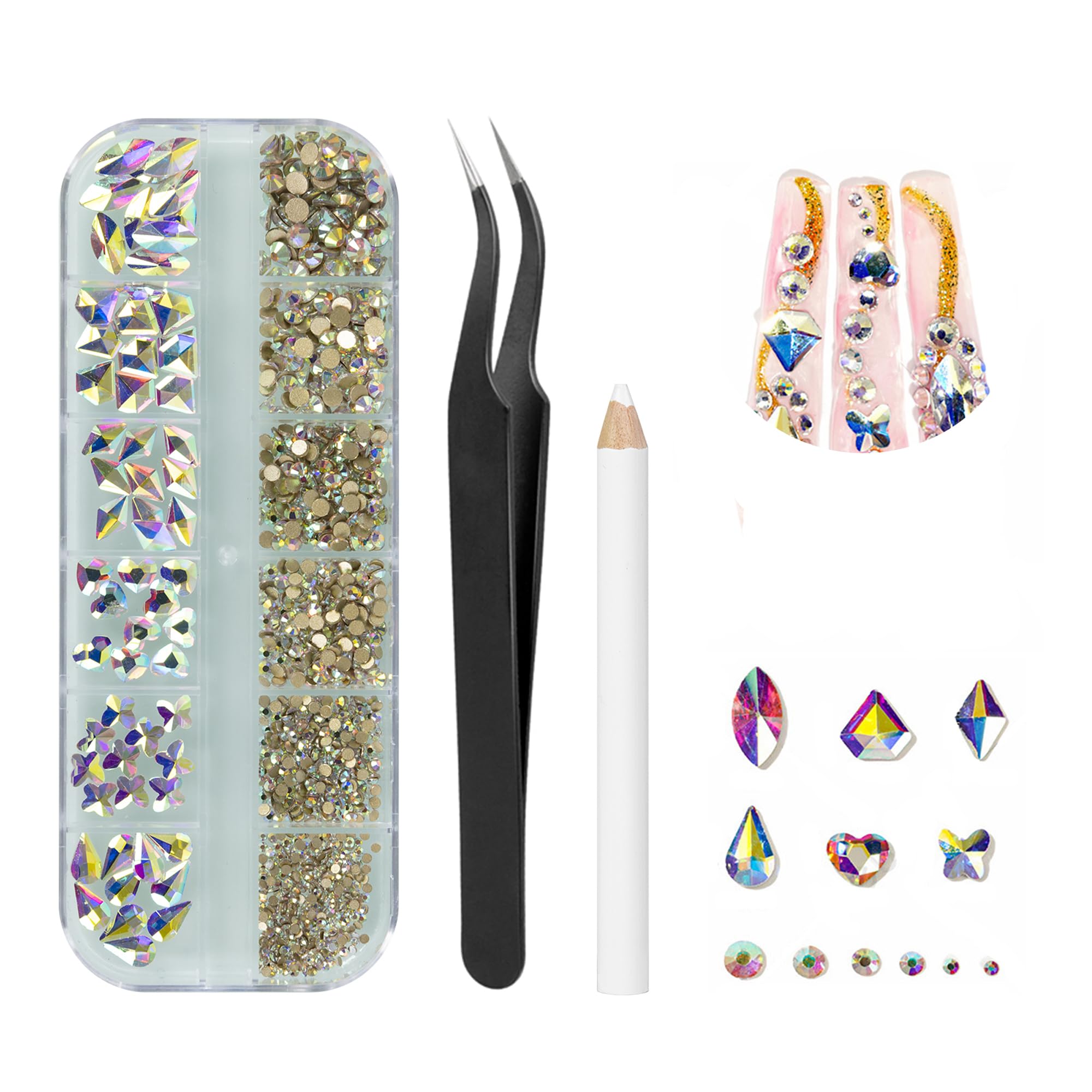 

DEVENTORZ Nail Parts Роскошный набор из примерно 810 предметов DIY украшения ювелирные изделия Великолепный дизайн Радужный блеск 3D нерегулярное украшение для ногтей DIY