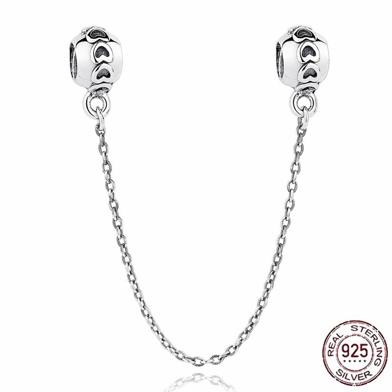 Stříbrný Křišťálový Pavé Bezpečnostní Řetízek Pevný Klip Pramen Přívěsek Vhodný pro Ženy Náramek Stříbrné Šperky Párty Narozeninový Dárek