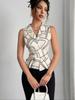 Women's Summer Plaid Sleeveless Tie-Up Lapel Cardigan