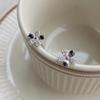 S999 Sterling Silver Cherry Blossom Rhinestone Stud Earrings: Sweet, Small Flower Design for Women In a Fresh, Girly Style.