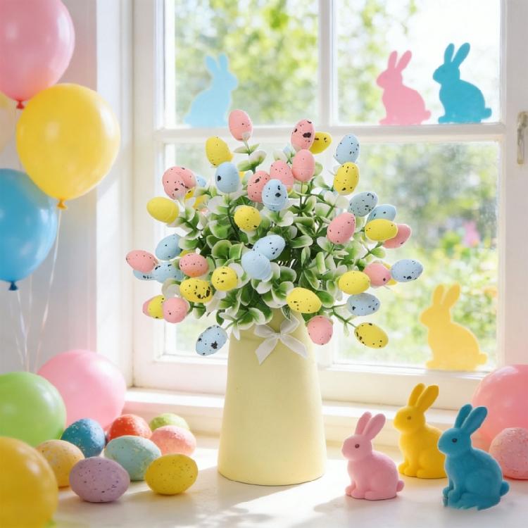 Set of 5 Foam Easter Eggs Planter for Festival Indoor Desktop Decoration Creative Safe Materials Practical Decorating