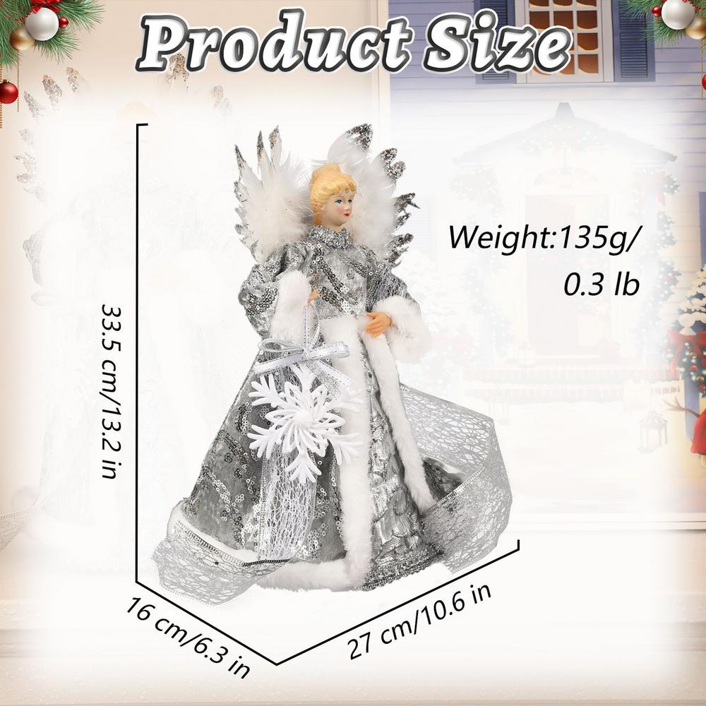 2025 Christmas Tree Topper Angel Fairy With White Feather Wings no light 3d Christmas Tree Toppers Decorations Ornament