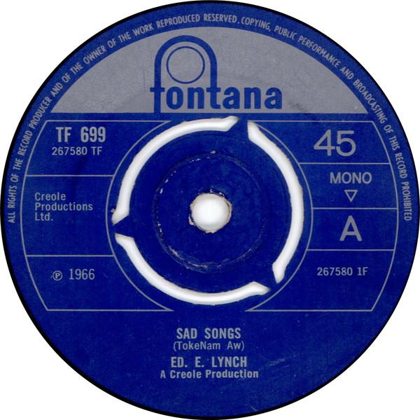 

7inch Record EDDIE LYNCH (3) - Sad Songs TF699 Fontana 1966 UK Rock Used