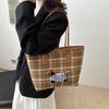 Chic Urban Minimalist Large Tote Handbag For Women Featuring Trendy Plaid Design