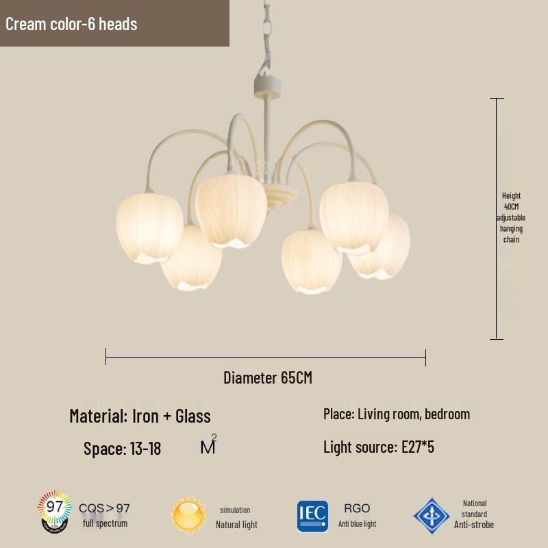 Modern Minimalist Cream Style Chandelier - Tulip Design for Living Room, Bedroom, or Dining Area