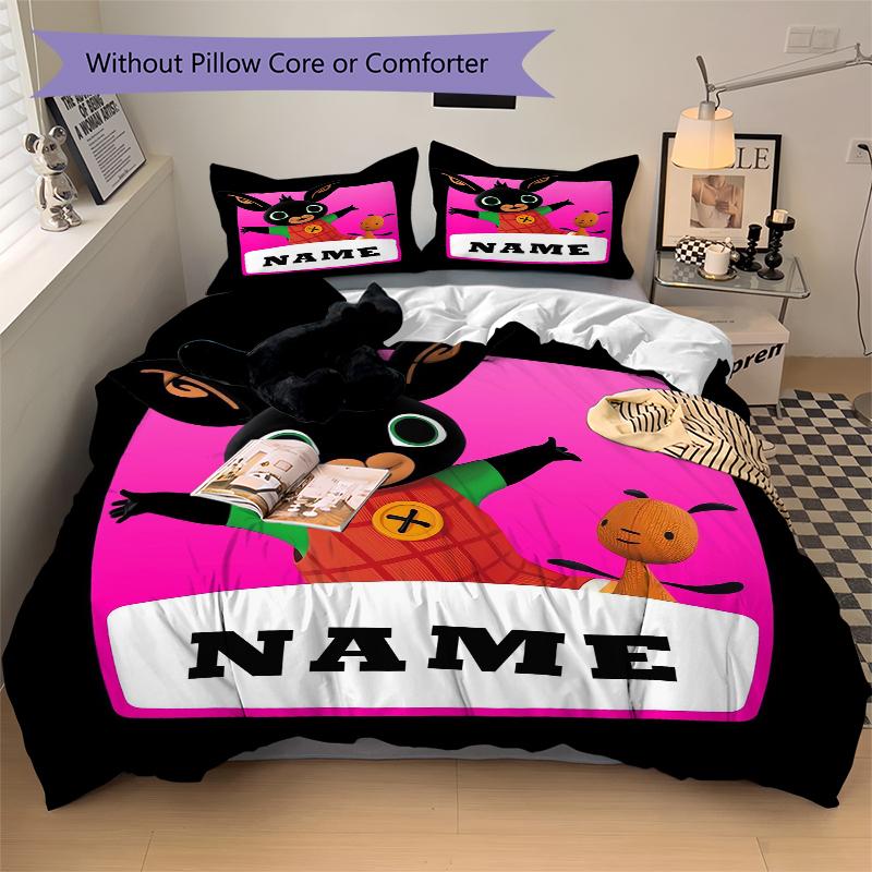 Custom Textile Bunny Friends Bedding 3 Piece Set HD Print Duvet Cover Pillowcases for Teens Adult Bedroom Decoration