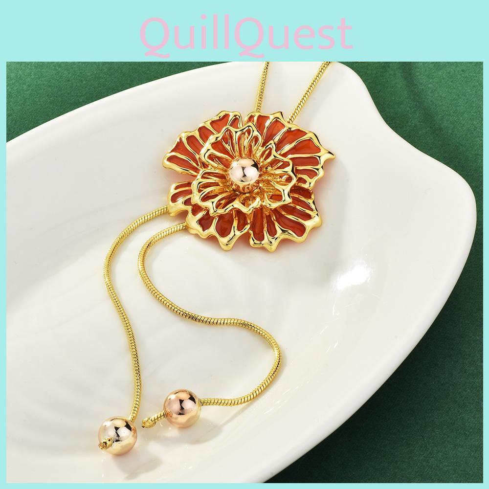 Stunning Floral Long Pendant Necklace For Women Featuring Exquisite Hollow Rose Design