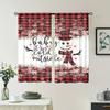 2 Pieces, Christmas Snowman Checkered Curtains -30% Blackout - Suitable for Living Room, Bedroom, Kitchen, Home Decoration