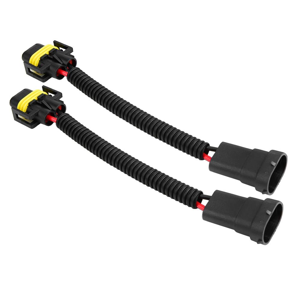 Qiilu [2 pieces] Headlight fog lamp extension wiring harness socket normal