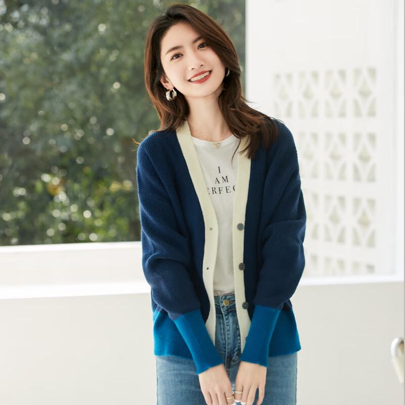 

VICTORIA&VERA Women s Colorblock V-Neck Knit Cardigan XL