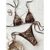 2026 Leopard Sequins Halter Strappy Bikini Women Swimwear Female Swimsuit Two-pieces Bikini Set Bather Bathing Suit Swim Lady
