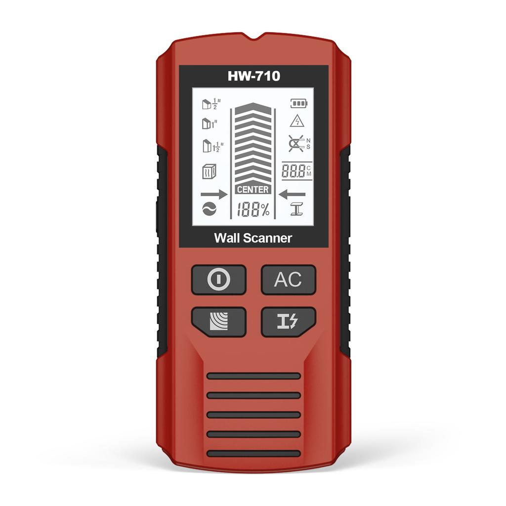 Stud Finder Wall Scanner, Handheld Digital Wall Detector with LCD Display for Wood, Metal and AC Wire Red