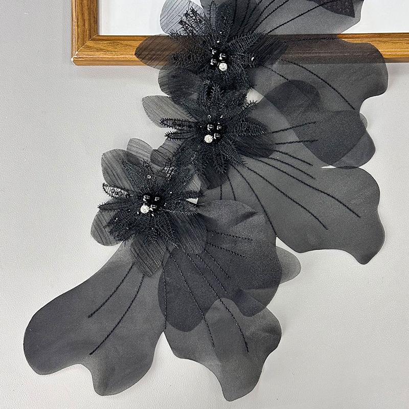 Handmade Rhinestone Decorative Organza Sewing Supplies Patch Applique Fashion Accessories Sequin Stereoscopic 2 Colors