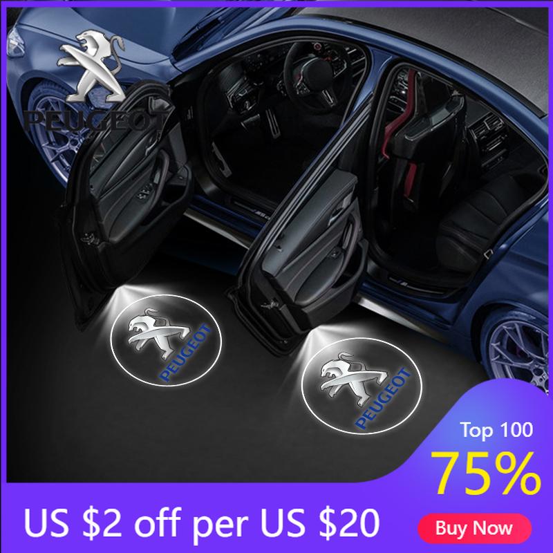 2026 Heißer Autoaufkleber LED Auto Tür Emblem Licht Willkommensleuchte Kabelloser Laserprojektor Auto Zubehör für Peugeot 206 207 208 30