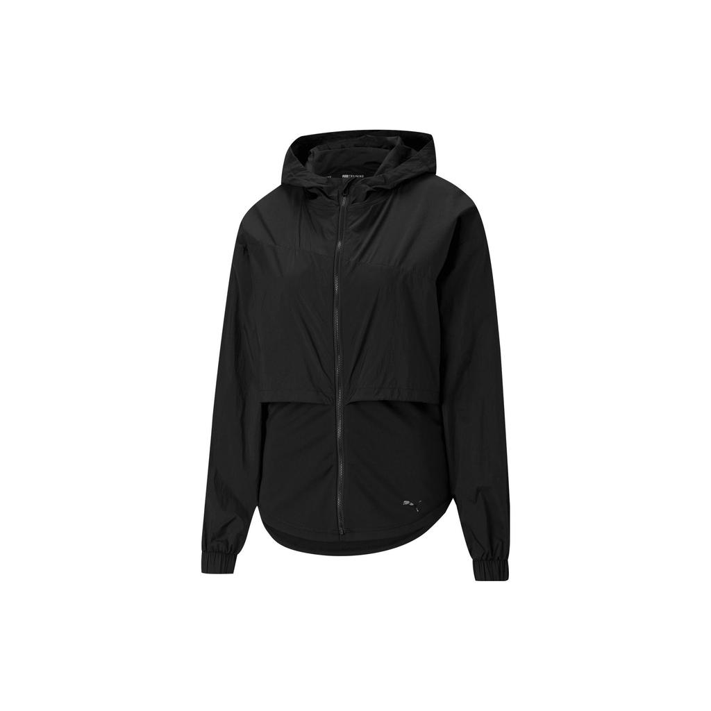 Puma Logo Solid Color Hooded Jacket Women jackets Black 520271-01