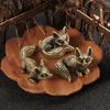 Metal Foxes Sculpture Antique Animal Miniature Statue Desk Ornament for Study Office Home Decoration Cultural Gift