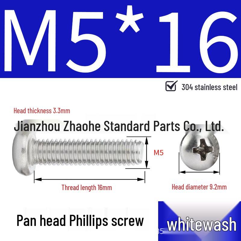 304 Stainless Steel Phillips Pan Head Machine Screw