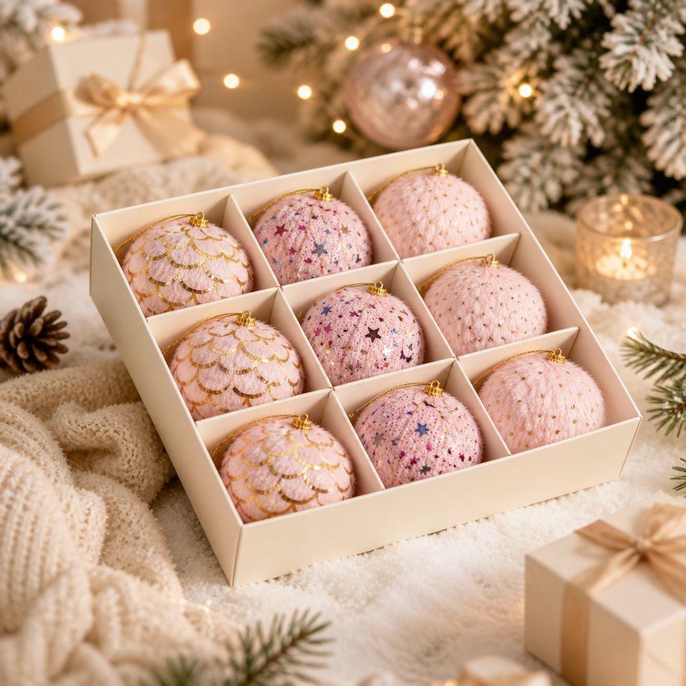 Plush Fabric Plush Christmas Ornaments Soft Texture Christmas Tree Baubles New Gift Box Set