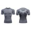 Cross Print Short Sleeve Compression Shirts for Men Athletic Quick Dry Tees Tshirt Gym Workout Running Undershirts Baselayers