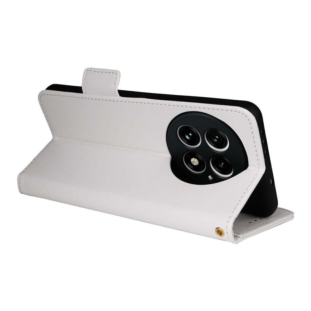 For OnePlus 13 Case with Wrist Strap Litchi Texture PU Leather Wallet Phone Cover