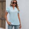 Sommer Damen T-Shirt V-Ausschnitt Rüschen Fly Ärmel lose Kurzarm Top