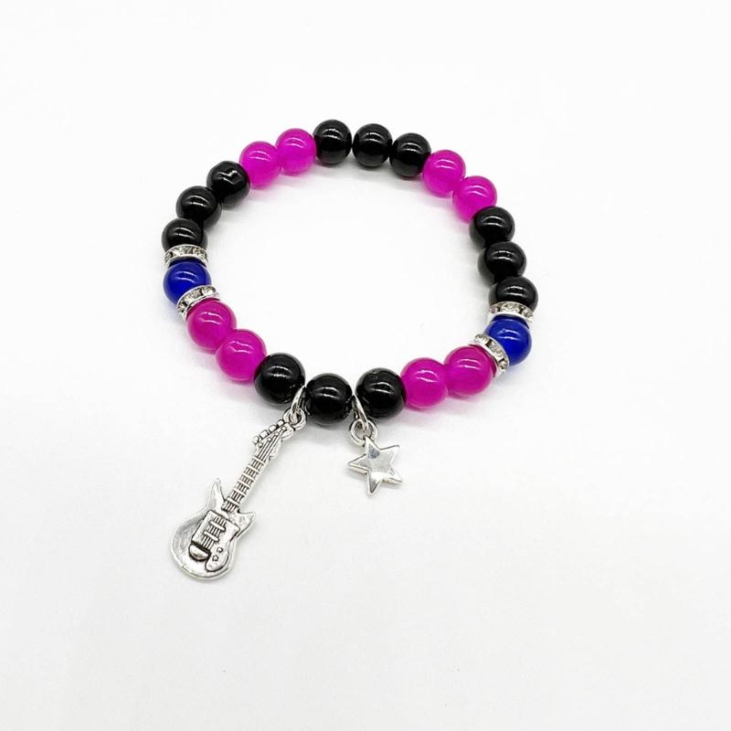 Star Guitar Y2k Cool Girl Acrylic Beads Guitar Five-pointed Star Stacked Bracelets Couple Ins Niche Pentagrams Bracelets