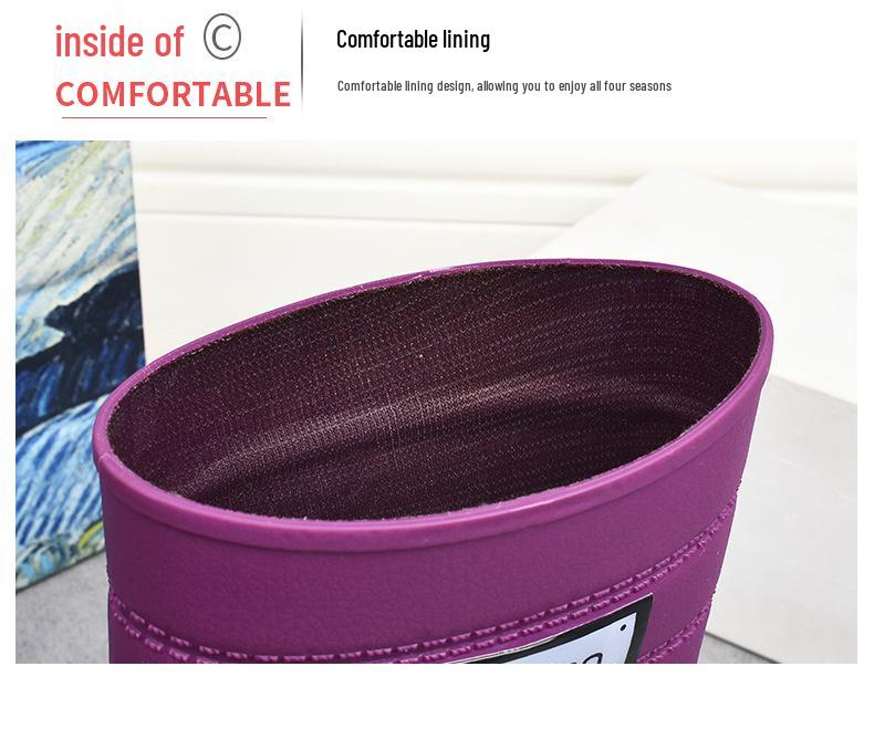 Cizme de ploaie calde până la jumătatea gambei pentru femei - Pantofi de cauciuc impermeabili, antiderapanți cu căptușeală de bumbac