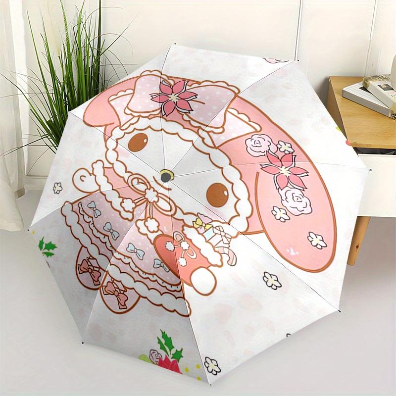 

My Melody,Winter Wonderland Automatic Folding Umbrella-Simple 8-Rib Design, Bright Cartoon Pattern, Durable Iron Frame, Suitable For Travel,