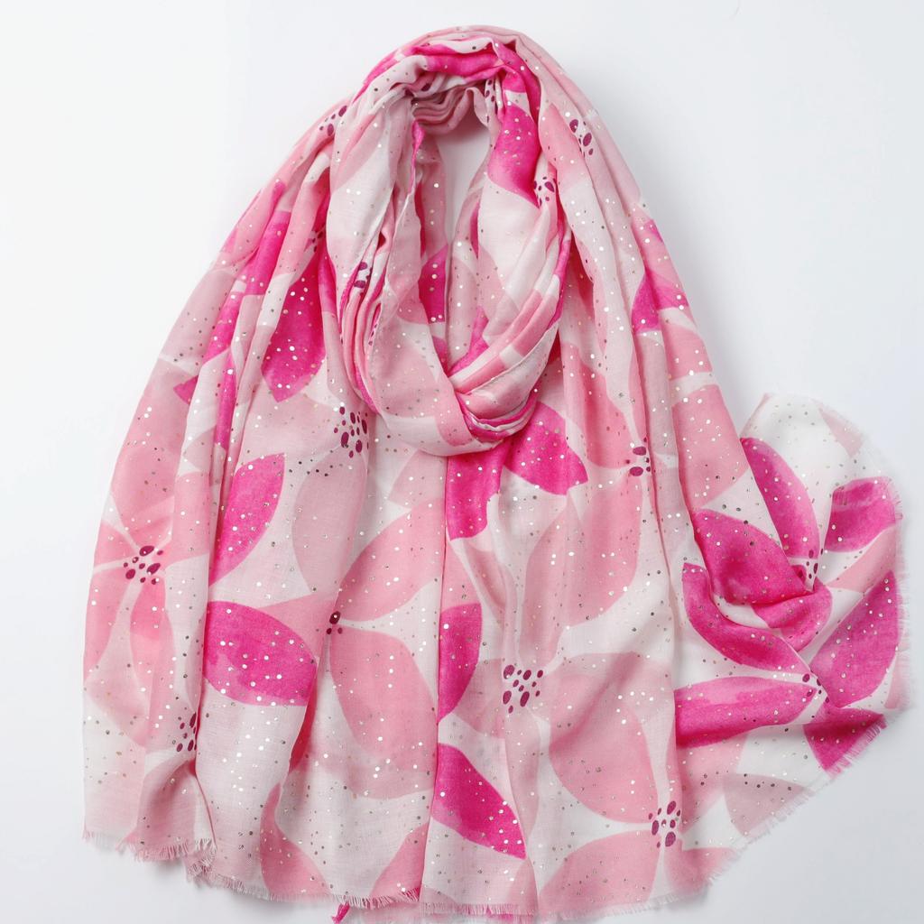 Hot stamping pear flower with rain satin cotton printing long towel factory sales travel vacation sunscreen shawl