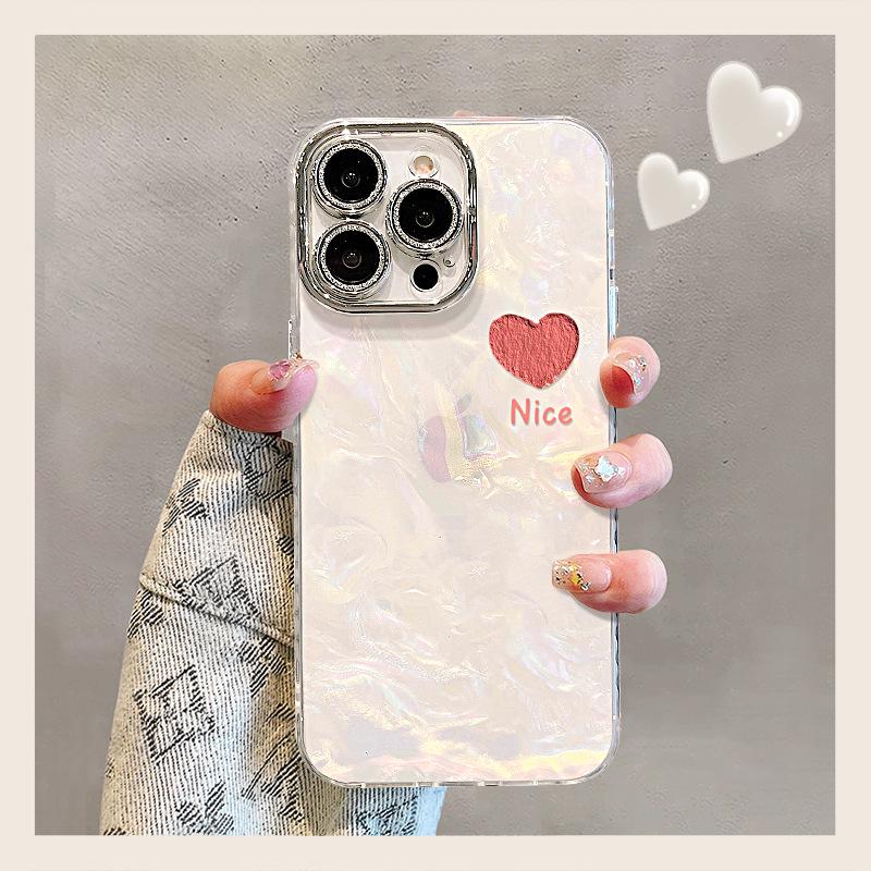 

Korean Style Heart Chain Case for iPhone 13-17 Pro Max 16 Pro Max