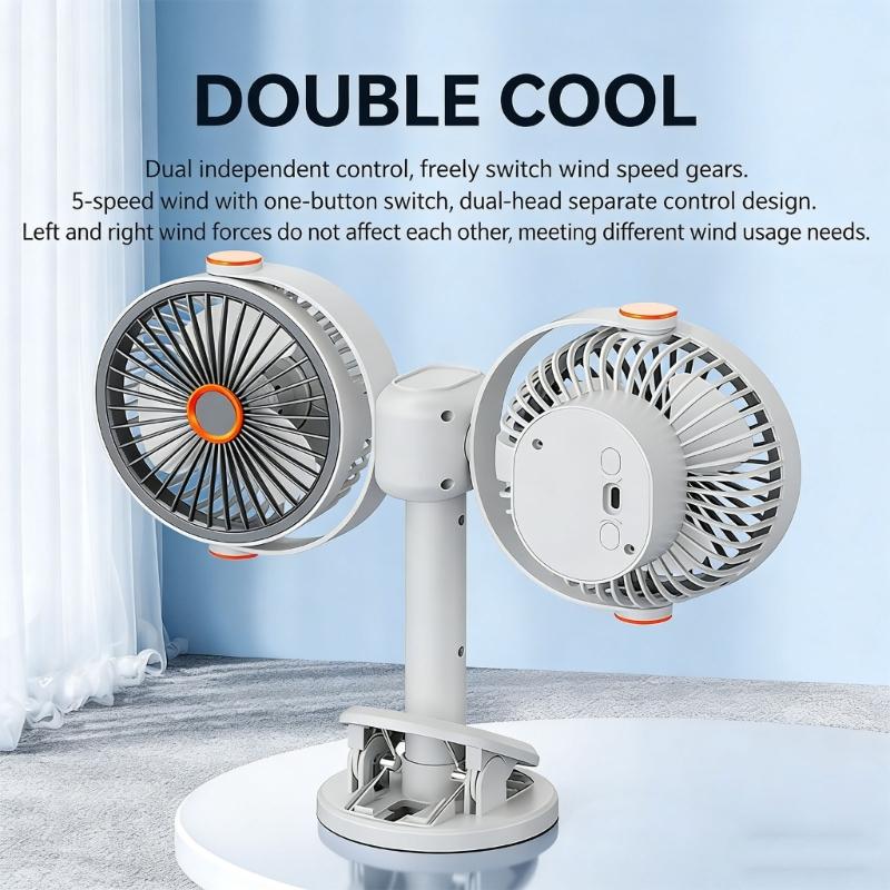 Portable Connecting Fan With 1200mAh Battery USB C Charging 5 Speed Selection For Home Travel Study Room