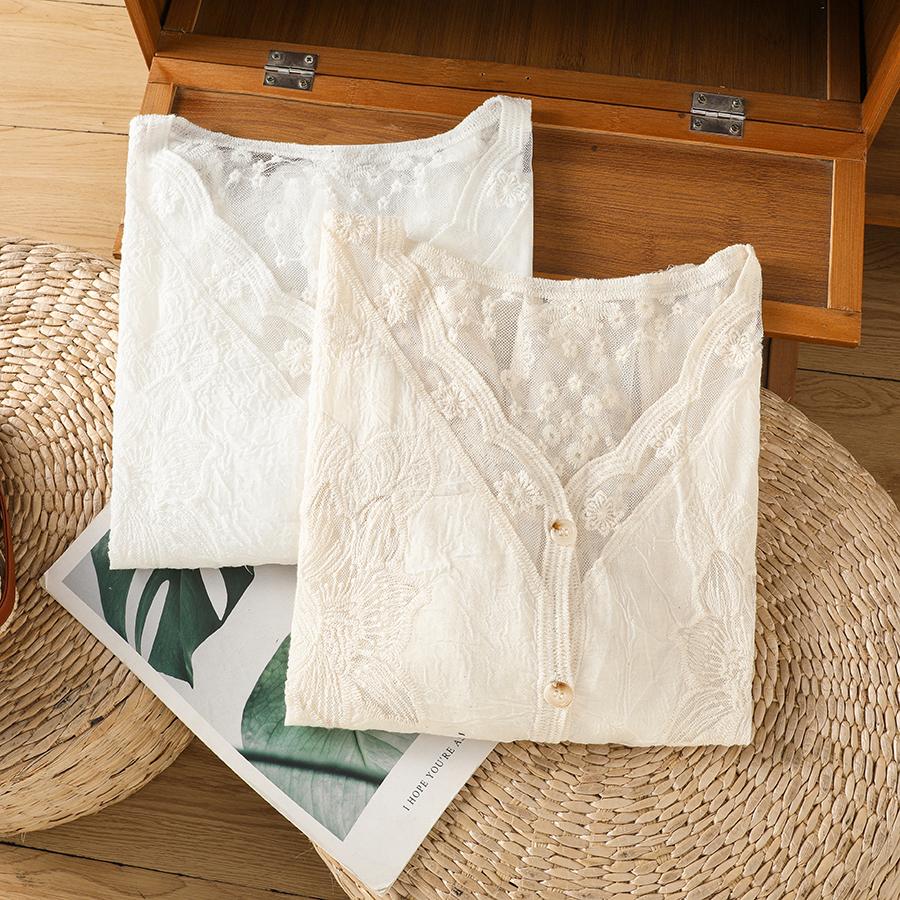 DIMANAF 2025 Summer Women Lace T-Shirt Basic New Fashion Tops Lace Tees Casual Loose Tees
