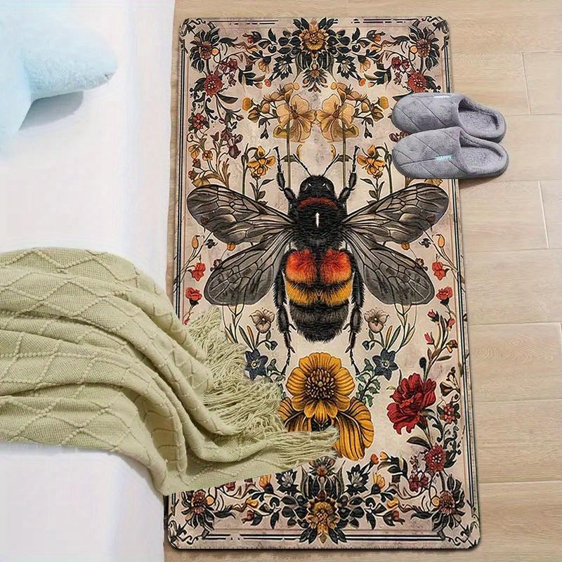 

Vintage Bee Pattern Doormat Machine Washable Mat Kitchen Bathroom Entrance Hallway Rug Home Decor 40X60CM(1.3X2FT