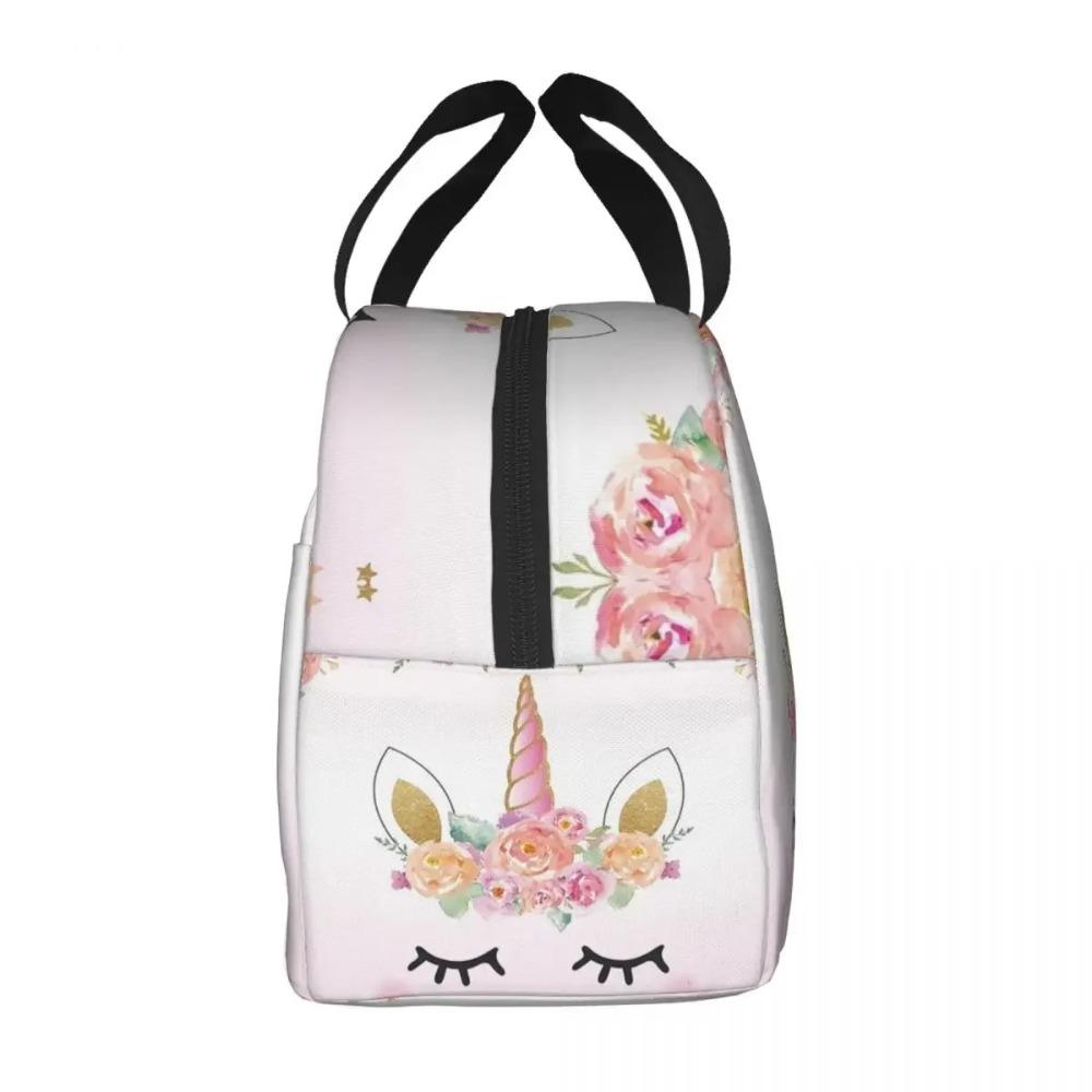 Schattig Eenhoorn Cartoon Patroon Draagbare Lunchbox Vrouwen Waterdicht Thermisch Koeler Voedsel Geïsoleerde Lunchtas School Kinderen Student