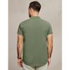 Men Stand Collar Short Sleeve Linen Shirt Full Button Down Chest Pocket Solid Casual Blouse