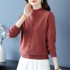 Petite Women's Autumn Winter Pure Wool Knit Sweater - Half-High Neck Base Layer for Middle-aged Moms